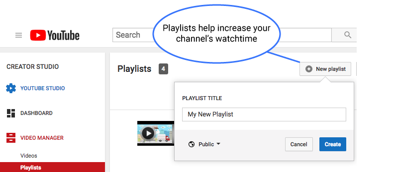 Create playlists on YouTube