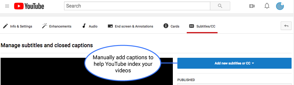 add captions YouTube