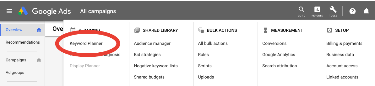 Google keyword planner tool keyword planner