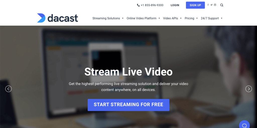 Dacast homepage