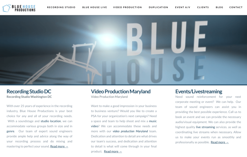 Blue house productions website